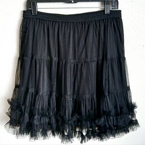 Anu By Natural Skirt Women's Size Medium Black Tiered Ruffle Pull On Whimsigoth